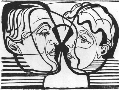 Two Heads Looking at Each Other by Ernst Ludwig Kirchner